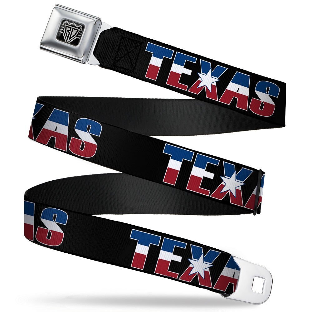 4557 Seatbelt Belt - TEXAS w/Star Black/White/Blue/Red - 1.0" Wide - 20-36